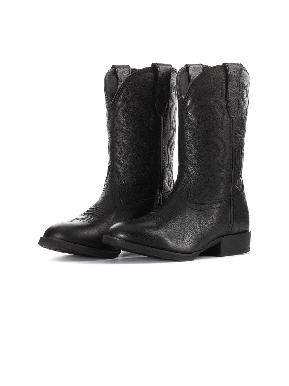 NWT Eurostar Men's Black Leather Western Pull-On Cowboy/Work Boots, 8.5